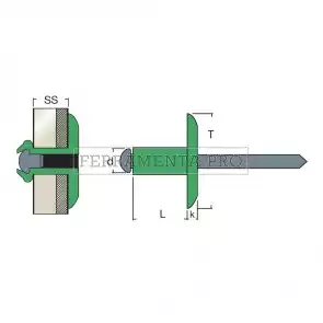 Rivit AFL129005 - Rivetto Alu/Acciaio NERO  4,0x20,0 TL12