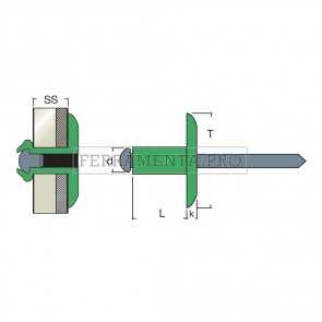 Rivit AFL129005 - Rivetto Alu/Acciaio NERO  4,0x20,0 TL12