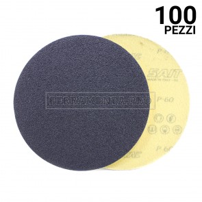 100 pezzi SAITAC-VEL 150 P - 24 DISCO VELCRATO di CARTA ABRASIVA SAIT al CARBURO DI SILICIO per MARMO PARQUET PLASTICA VETRORESINA
