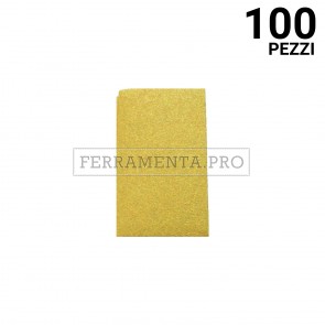 100 pezzi FOGLIO ABRASIVO 70 x 120 mm G. 60 FOGLIO ABRASIVO VELCRATO 70 x 125 mm per LEVIGATURA CARTEGGIATURA LEGNO VERNICE