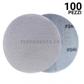 100 pezzi VDL Ø150 Gr.240 stearato DISCO VELCRATO STEARATO SENZA FORI Ø150mm per ROTORBITALE per LEVIGARE LEGNO VERNICE STUCCO CARROZZERIA