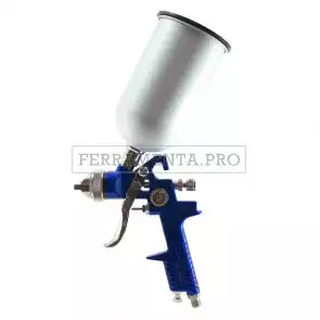 PISTOLA AEROGRAFO SUPERIORE A BASSA PRESSIONE SERBATOIO ALLUMINIO 500 cc a CADUTA per VERNICE SMALTO TINTA