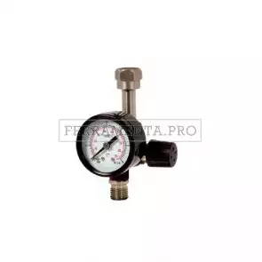 RUBINETTO REGOLATORE di PRESSIONE ARIA ASTURO con MANOMETRO 1/4" per AEROGRAFO