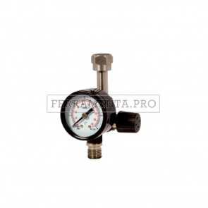 RUBINETTO REGOLATORE di PRESSIONE ARIA ASTURO con MANOMETRO 1/4" per AEROGRAFO
