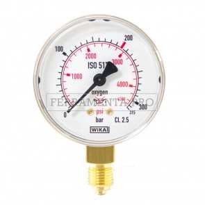 MANOMETRO 0-315 bar 0-4500 psi per OSSIGENO RICAMBIO RIDUTTORE di PRESSIONE