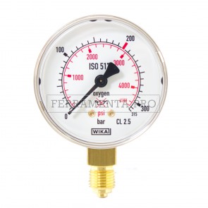 MANOMETRO 0-315 bar 0-4500 psi per OSSIGENO RICAMBIO RIDUTTORE di PRESSIONE