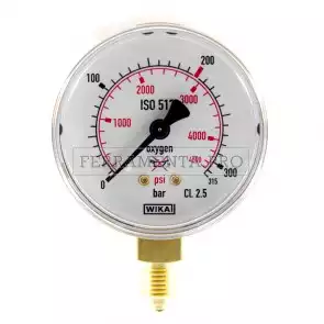 MANOMETRO 0-315 bar 0-4500 psi per OSSIGENO RICAMBIO RIDUTTORE di PRESSIONE