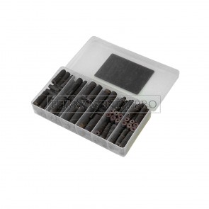 KIT 120 pz RULLINI AVVOLTI ABRASIVI + 2 PERNI per MONTAGGIO TRAPANO FRESATRICE