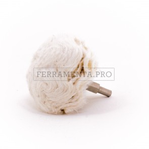 SPAZZOLA in COTONE A FUNGO CON GAMBO per LUCIDATURA METALLI ACCIAIO INOX OTTONE