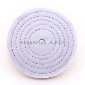 DISCO RUOTA in COTONE CUCITO TRAPUNTATO per LUCIDATURA di ACCIAIO INOX OTTONE