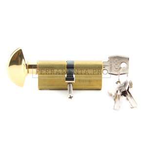 CILINDRO EUROPEO in OTTONE NATURALE AGB 600 con POMOLO e 3 CHIAVI