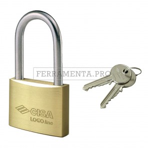 LUCCHETTO in OTTONE CISA con ARCO LUNGO ACCIAIO NICHELATO