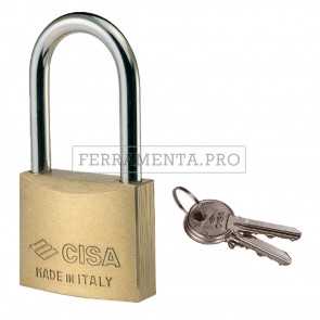 LUCCHETTO in OTTONE CISA con ARCO LUNGO ACCIAIO NICHELATO