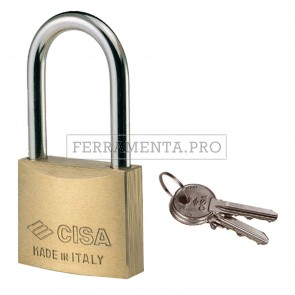 LUCCHETTO in OTTONE CISA con ARCO LUNGO ACCIAIO NICHELATO