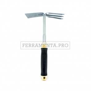 ZAPPETTA LAMA QUADRA CON TRIDENTE e MANICO IN LEGNO GOMMATO per GIARDINAGGIO HOBBY FAI DA TE