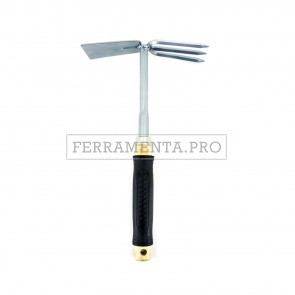 ZAPPETTA LAMA QUADRA CON TRIDENTE e MANICO IN LEGNO GOMMATO per GIARDINAGGIO HOBBY FAI DA TE