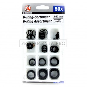 KIT ASSORTIMENTO O-RING GUARNIZIONI METRICI DA 50 PEZZI 5-20mm PROFESSIONALE
