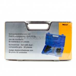 SET VALIGIA 32 PEZZI CACCIAVITI e INSERTI PROFESSIONALI TAGLIO PHILLIPS®  PORTA INSERTI TORX®