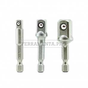KIT 3 ADATTATORI 1/4 per BUSSOLE 1/4 3/8 1/2 con SFERA di TENUTA per AVVITATORE TRAPANO