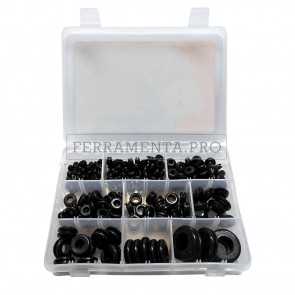 SET 210 PZ GOMMINI ANELLI PASSACAVI in GOMMA per PASSAGGIO PROTEZIONE CAVO FILO