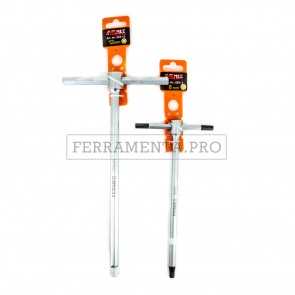 CHIAVE a T 3 TESTE MASCHIO ESAGONALI con ASTA SCORREVOLE BRUGOLA BRUGOLE