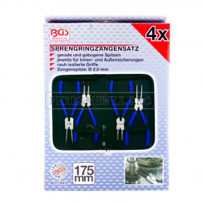 KIT 4 PINZE per ANELLI di BLOCCAGGIO ARRESTO SEEGER INTERNI ESTERNI VARIE MISURE