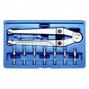 SET CHIAVE a SETTORE REGOLABILE in ACCIAIO con 8 COPPIE SPINE INTERCAMBIABILI