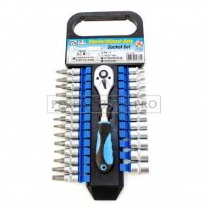 KIT 27 CHIAVI A BUSSOLA con CRICCHETTO CHROME VANADIUM ESAGONALI TAGLIO TX PH PROFESSIONALI