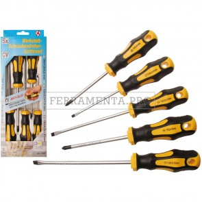 SET 5 CACCIAVITI GIRAVITI con IMPUGNATURA GOMMA ANTISCIVOLO TAGLIO e PHILLIPS®