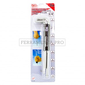 KIT 8 BRUGOLE CHIAVI ESAGONALI EXTRA LUNGHE CON IMPUGNATURA MANICO SERIE PROFESSIONALI