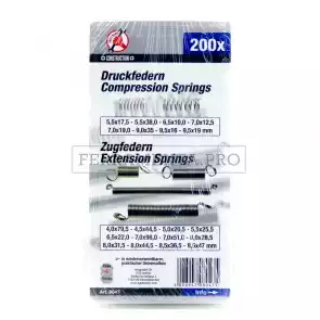 KIT ASSORTIMENTO MOLLE DI ESPANSIONE E COMPRESSIONE DA 200 PEZZI PROFESSIONALE