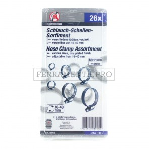 KIT ASSORTIMENTO FASCETTE STRINGITUBI ACCIAIO ZINCATO DA 26 PEZZI PROFESSIONALE