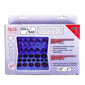 KIT ASSORTIMENTO O-RING in POLLICI da 419 PEZZI 1/8''-2''mm GUARNIZIONI ALTA RESISTENZA PROFESSIONALI