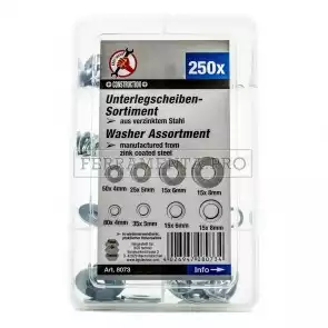 ASSORTIMENTO 250 PEZZI RONDELLE ASSORTITE PIANE e ELASTICHE