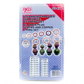 KIT ASSORTIMENTO VITI PER TAPPO DI SCARICO OLIO E O-RING GUARNIZIONI DA 534 PEZI PROFESSIONALE