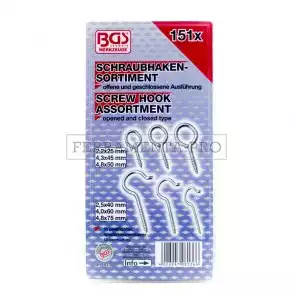 KIT ASSORTIMENTO GANCI A VITE OCCHIOLO CHIUSO APERTO DA 151 PEZZI PROFESSIONALE