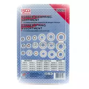 KIT ASSORTIMENTO O-RING GUARNIZIONI IN RAME DA 300 PEZZI PROFESSIONALE