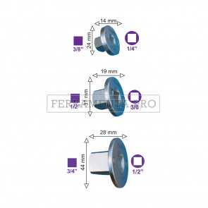 SET 3 ADATTATORI RIDUZIONE RIDUTTORI MAGNETICI a SCOMPARSA per ATTACCO QUADRO 