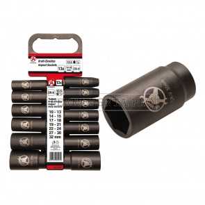 SET 13 BUSSOLE LUNGHE RINFORZATE 1/2" IMPATTO AVVITATORE PNEUMATICO ARIA 10-32mm