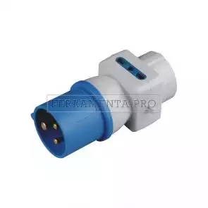 ADATTATORE da SPINA INDUSTRIALE CEE 2P+T BLU 16A a 1 PRESA SCHUKO + 2 BIPASSO