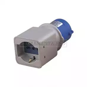 ADATTATORE da SPINA INDUSTRIALE CEE 2P+T BLU 16A a PRESA SCHUKO BIPASSO 2P+T