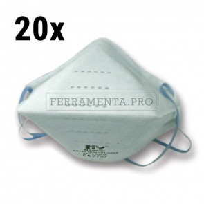 20 x MASCHERINA FACCIALE FILTRANTE MONOUSO FFP2 NR pieghevole senza valvola - Confezione da 20