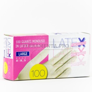 GUANTI MONOUSO in LATTICE di GOMMA NATURALE SENZA POLVERE CONF 100 Pz LatexPOWDERFREE