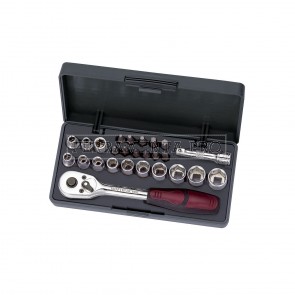 SET 26 PEZZI CHIAVI a BUSSOLA con CRICCHETTO PROLUNGA INSERTI 1/4" KRAFTWERK