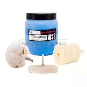 KIT #1C v1 LUCIDATURA A SPECCHIO INOX con 3 RUOTE in COTONE E PASTA per TRAPANO