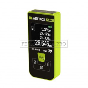 DISTANZIOMETRO MISURATORE LASER METRICA FLASH MINI 30 mt CALCOLA VOLUME SUPERFIC