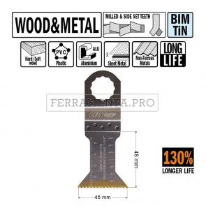 LAMA LONG LIFE TAGLIO LEGNO METALLO 45mm CMT per MULTIFUNZIONE FEIN FESTOOL OSCILLANTE