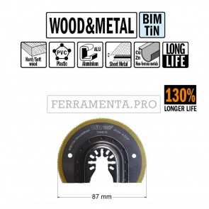 LAMA LONG LIFE TAGLIO LEGNO METALLO 87mm CMT per MULTIFUNZIONE OSCILLANTE UNIVERSALE