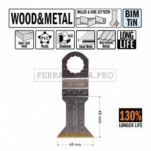 LAMA LONG LIFE TAGLIO LEGNO METALLO 45mm CMT per MULTIFUNZIONE FEIN FESTOOL OSCILLANTE
