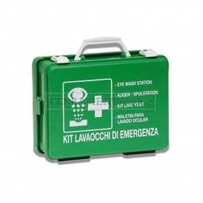 KIT LAVAOCCHI LAVAGGIO OCULARE di EMERGENZA in VALIGETTA CASSETTA PORTATILE